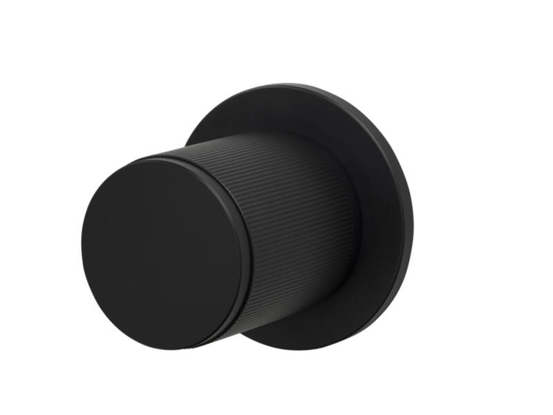 Knopkruk Linear Zwart stripe milled op ronde rozet Rond 40mm