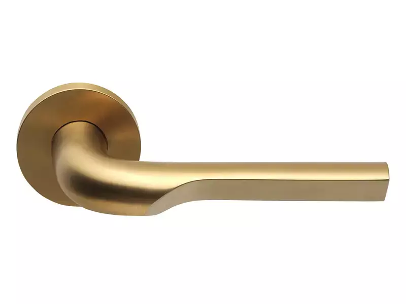 Deurkruk Mat goud PVD Formani Gensler Rivio geveerd op rozet GL100G 138mm