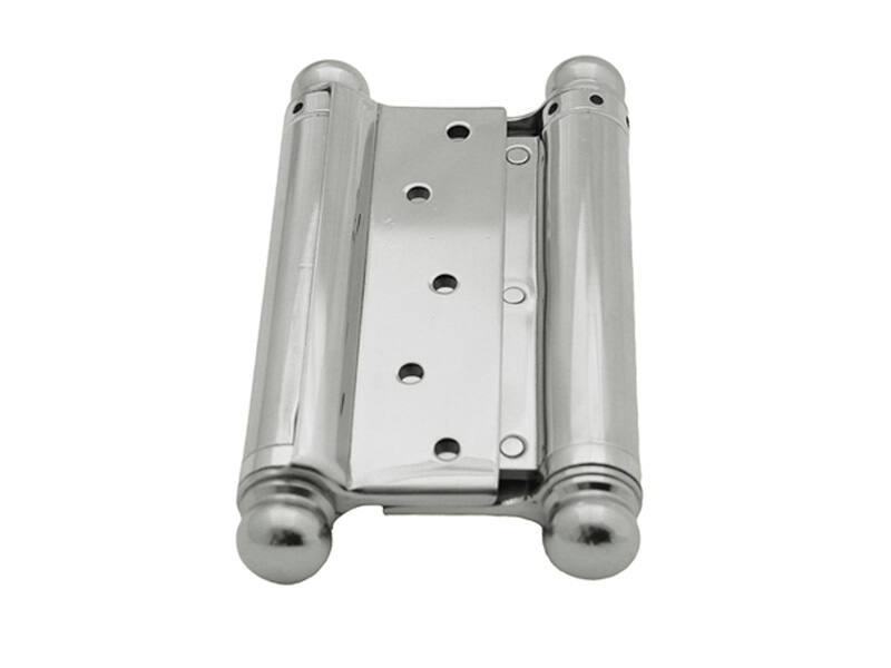 Bommerscharnier dubbelwerkend Vernikkeld 125mm met sierknop, geschikt voor deurdikte 30-35mm