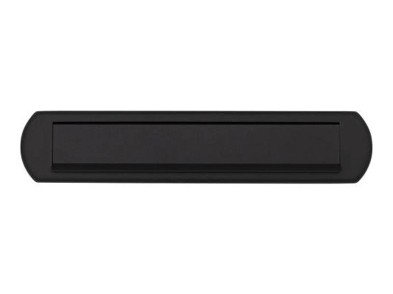 Briefplaat Zwart aluminium Ovaal 340x74mm