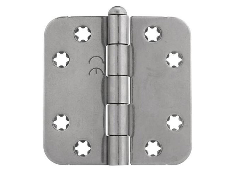Scharnier RVS met losse pen 76x76x2mm met ronde hoeken