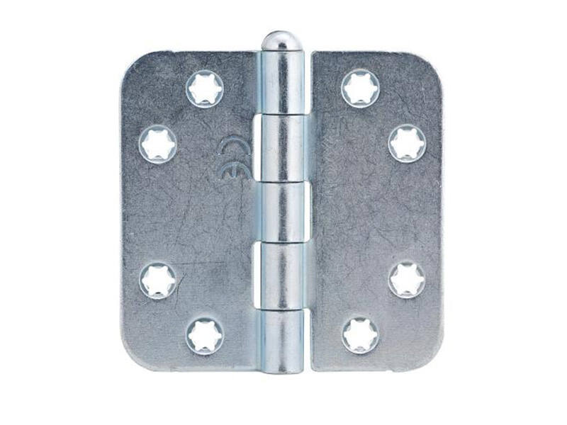 Scharnier ijzer gegalvaniseerd met losse pen 76x76x2mm met ronde hoeken
