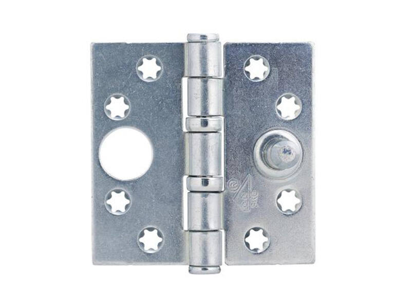 Veiligheidskogellagerscharnier Platkop ijzer gegalvaniseerd 76x76x2.5mm SKG 3-sterren met rechte hoeken