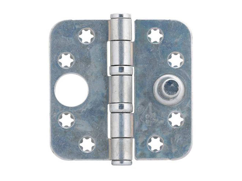 Veiligheidskogellagerscharnier Platkop ijzer gegalvaniseerd 76x76x2.5mm SKG 3-sterren met ronde hoeken