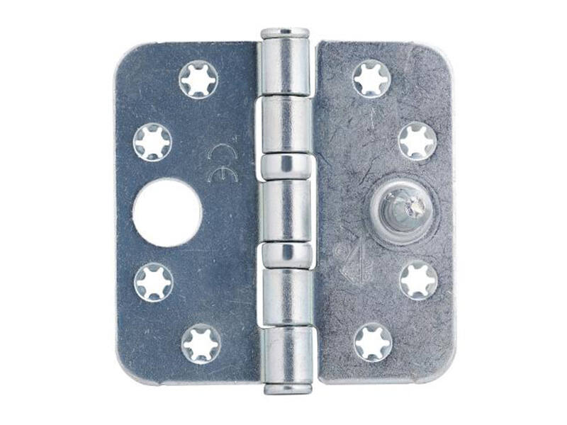 Veiligheidskogellagerscharnier Platkop ijzer gegalvaniseerd 89x89x2.5mm SKG 3-sterren met ronde hoeken