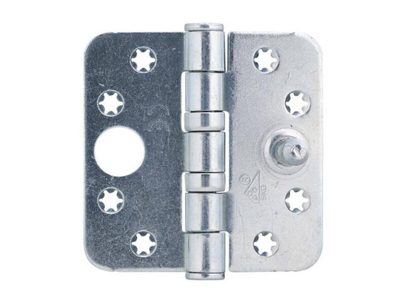 Veiligheidskogellagerscharnier Platkop ijzer gegalvaniseerd 89x89x3mm SKG 3-sterren met ronde hoeken