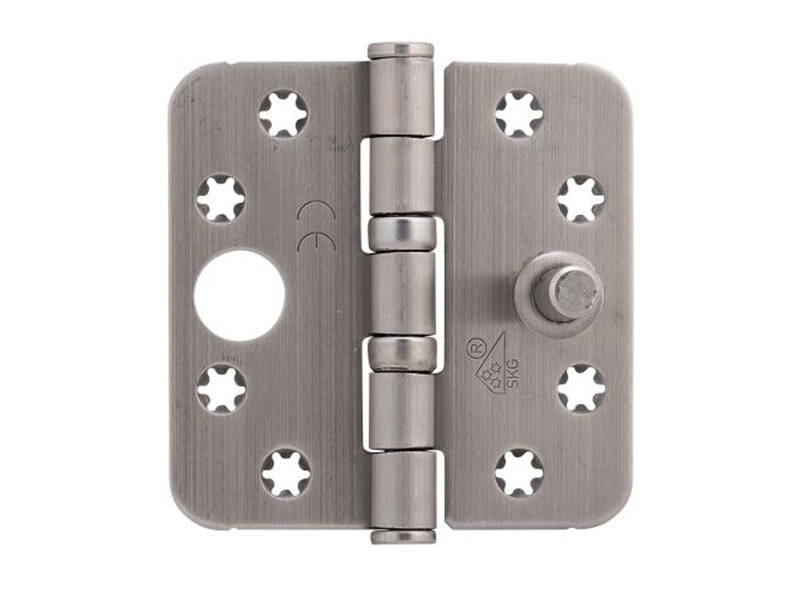 Veiligheidskogellagerscharnier Platkop RVS 89x89x3mm SKG 3-sterren met ronde hoeken