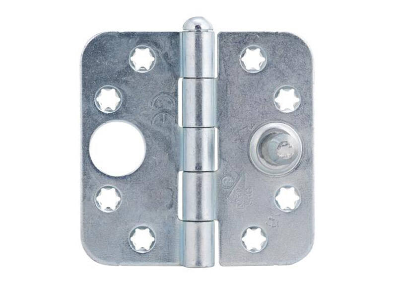 Veiligheidsscharnier ijzer gegalvaniseerd 76x76x2mm SKG 2-sterren met ronde hoeken