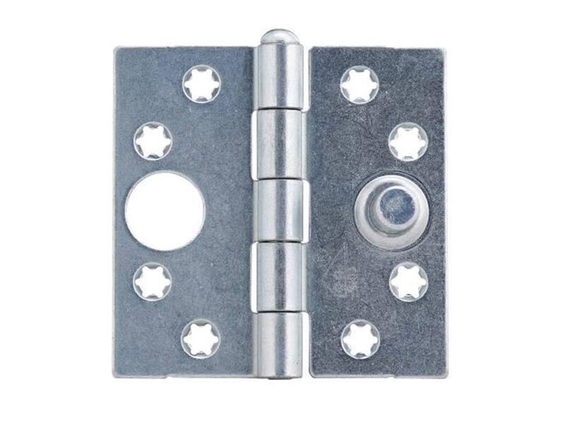 Veiligheidsscharnier ijzer gegalvaniseerd 76x76x2mm SKG 2-sterren met rechte hoeken