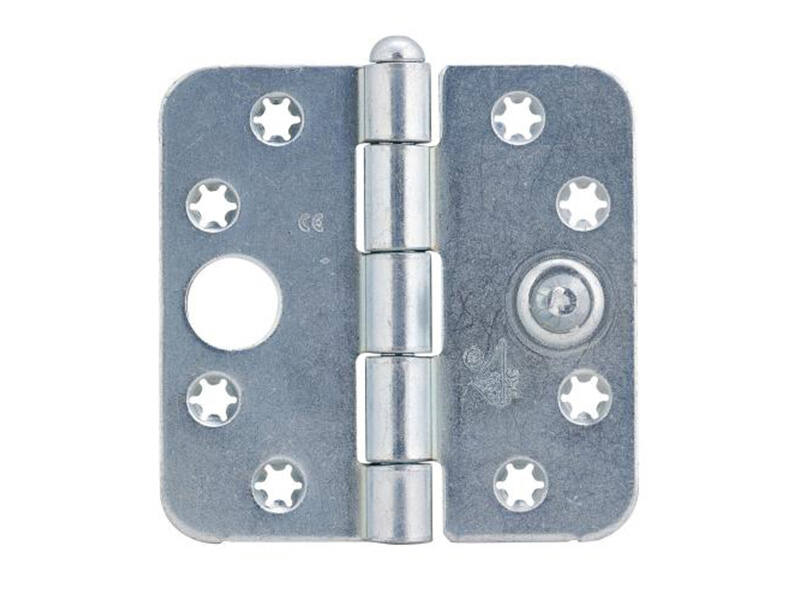 Veiligheidsscharnier ijzer gegalvaniseerd 89x89x2.5mm SKG 3-sterren met ronde hoeken