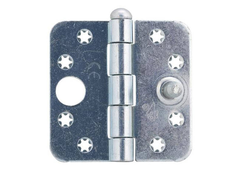 Veiligheidsscharnier ijzer gegalvaniseerd 89x89x3mm SKG 3-sterren met ronde hoeken