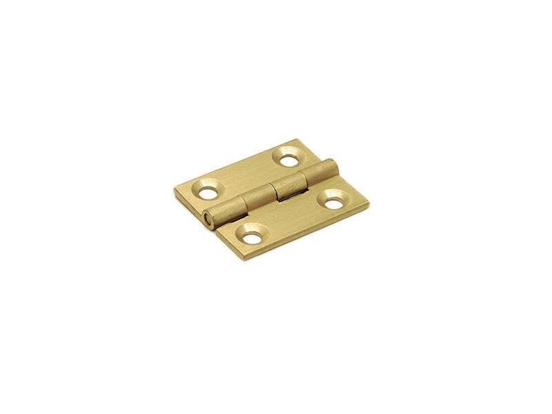Scharnier massief messing 40x35x1.6mm met vaste scharnierpen met rechte hoeken