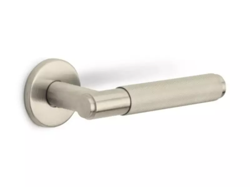 Deurklink Champagne PVD Bolzano 143mm op ronde verende rozet