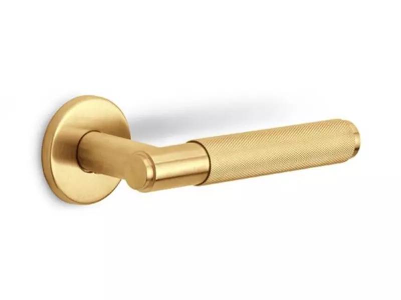 Deurkruk Mat goud PVD Bolzano 22mm op ronde verende rozet