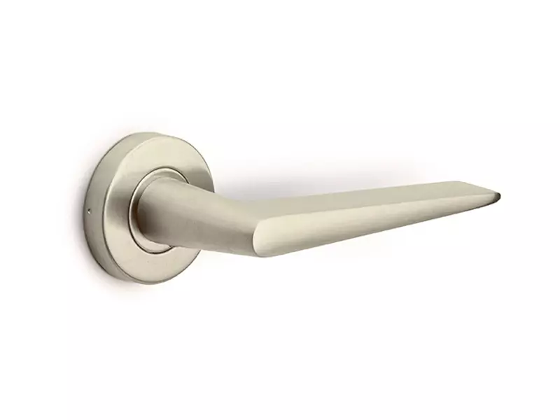Deurklink Champagne PVD Maniago 128mm op ronde verende rozet