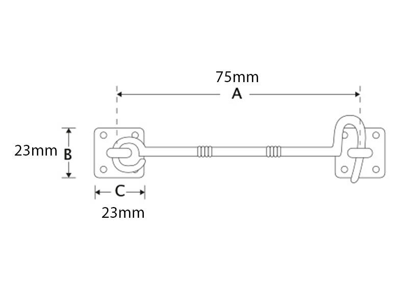 Kajuithaak (windhaak) Zwart 75 mm