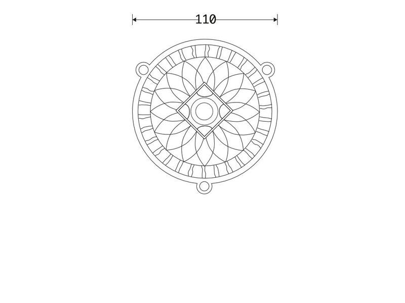 Ventilatierooster Versailles rond 110mm ijzer blank