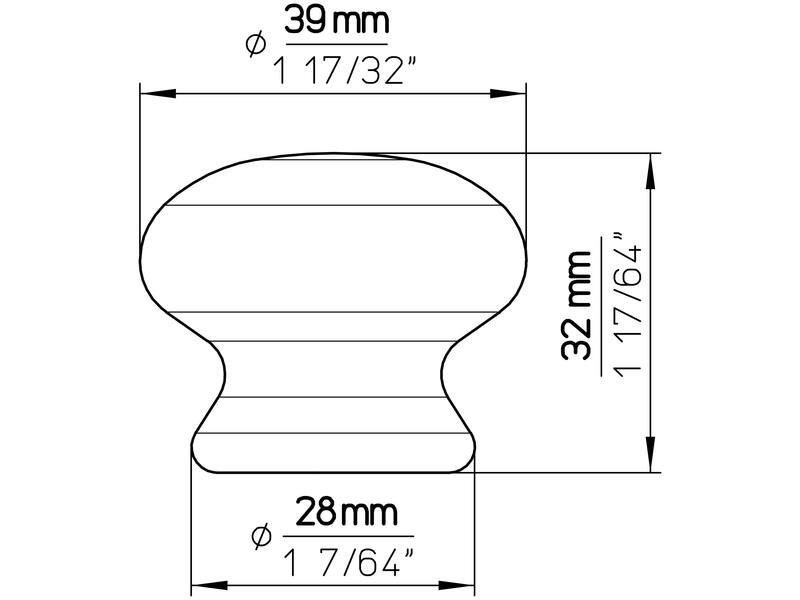 Meubelknop wit porcelein 38mm 39x39x32mm