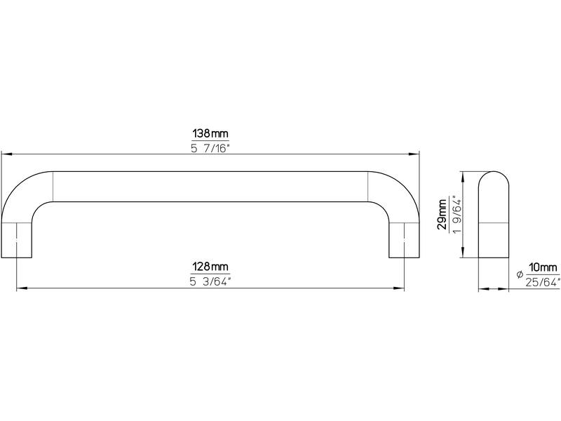 Meubelgreep Chroom 128mm 138x10x29mm