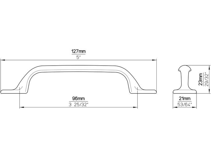 Meubelgreep mat nikkel 96mm 127x21x23mm