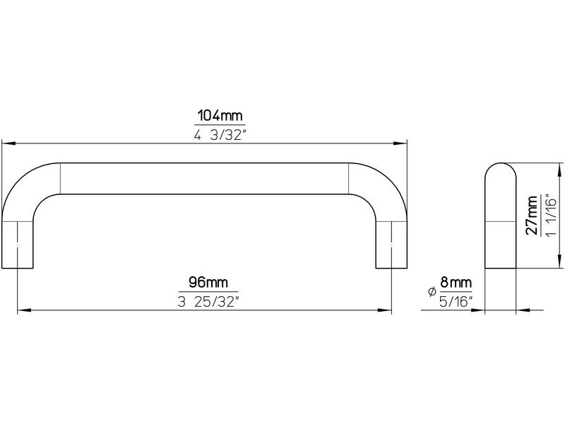 Meubelgreep wit U-model 96mm 104x8x27mm