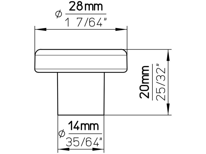 Meubelknop zwart kunststof 28mm 28x28x20mm