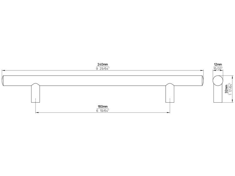 Meubelgreep RVS look 160mm 240x12x32mm