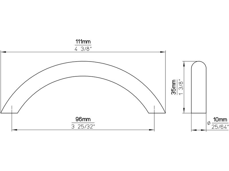 Meubelgreep RVS boog 96mm 111x10x35mm