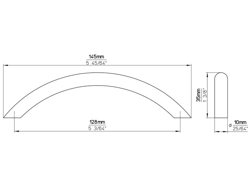 Meubelgreep RVS boog 128mm 145x10x35mm