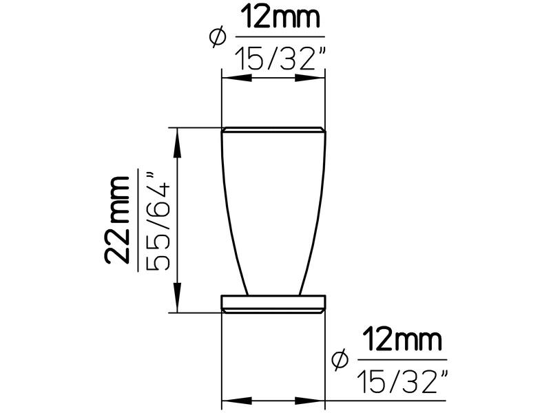 Meubelknop RVS 12mm 12x12x22mm