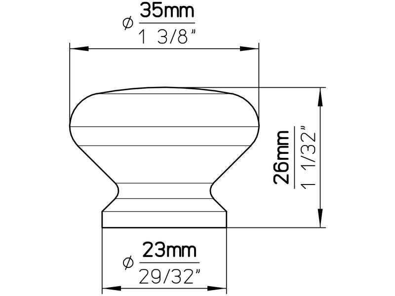 Meubelknop beuken hout 35mm 35x35x26mm