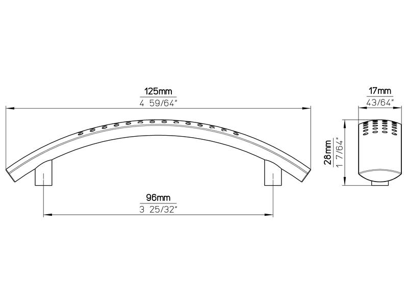 Meubelgreep RVS look sikkel 96mm 125x17x28mm