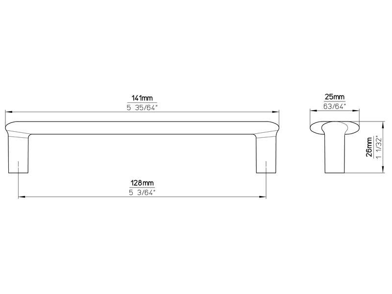 Meubelgreep RVS look S-model 128mm 141x25x26mm