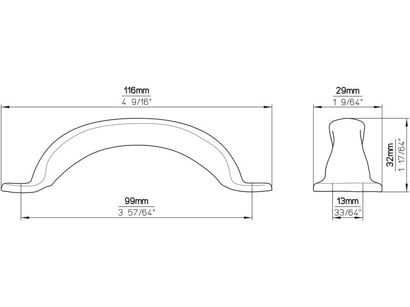 Meubelgreep nikkel 98mm 116x29x32mm