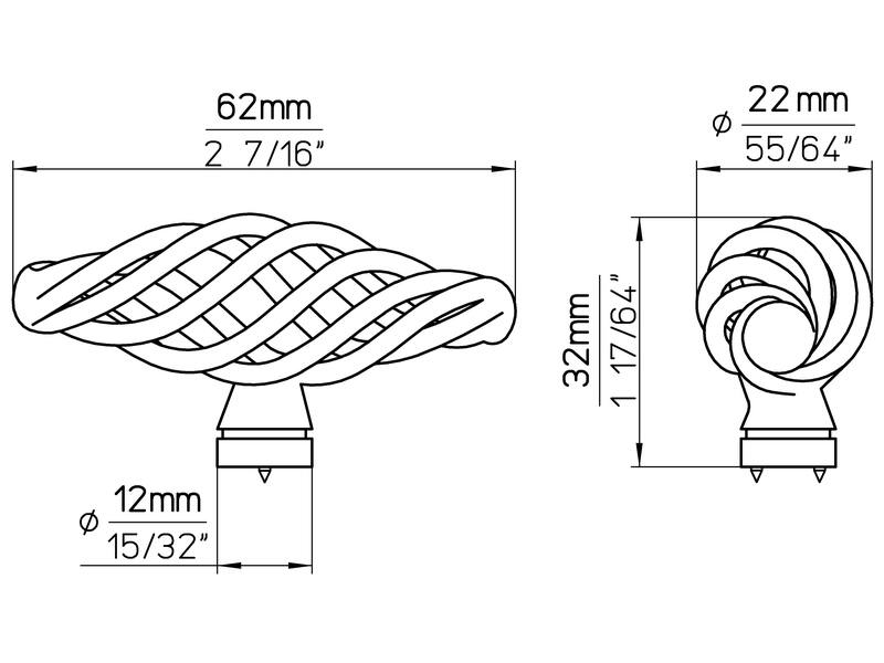 Meubelknop brons look Cage T-model 62mm 62x22x32mm
