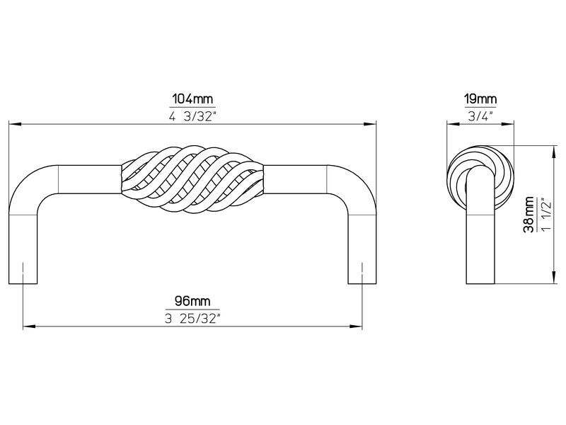 Meubelgreep antiek ijzer look Cage 96mm 104x20x38mm