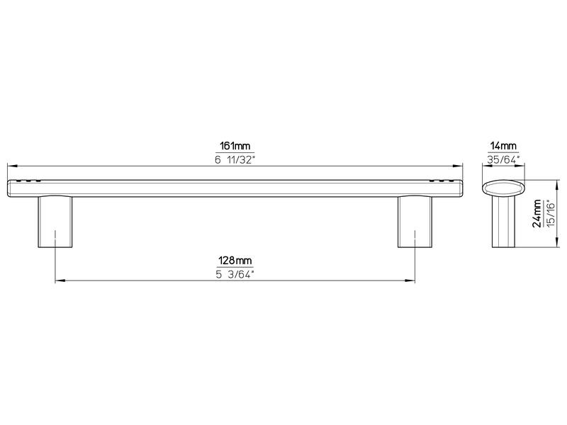 Meubelgreep mat chroom 128mm 161x14x24mm