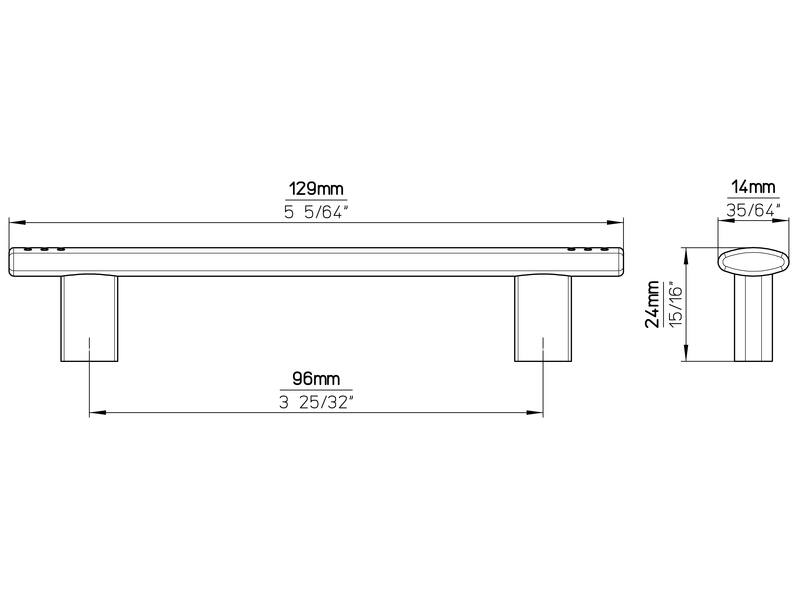 Meubelgreep mat chroom recht 96mm 129x14x24mm