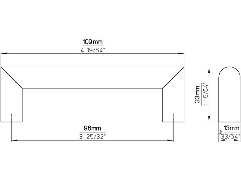 Meubelgreep RVS 96mm 109x13x33mm