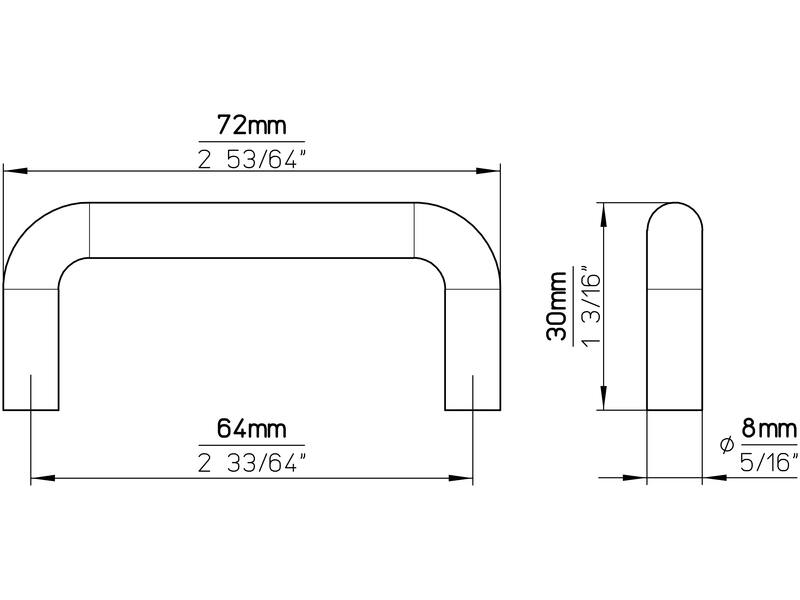 Meubelgreep RVS 64mm 72x8x30mm