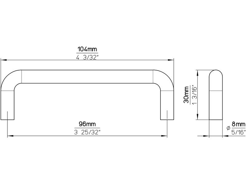 Meubelgreep RVS 96mm 104x8x30mm