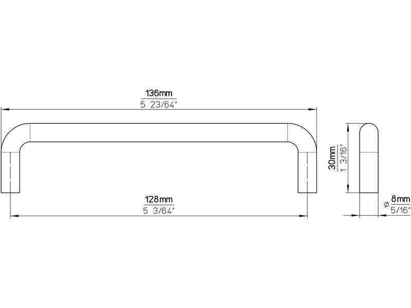 Meubelgreep RVS 128mm 136x8x30mm