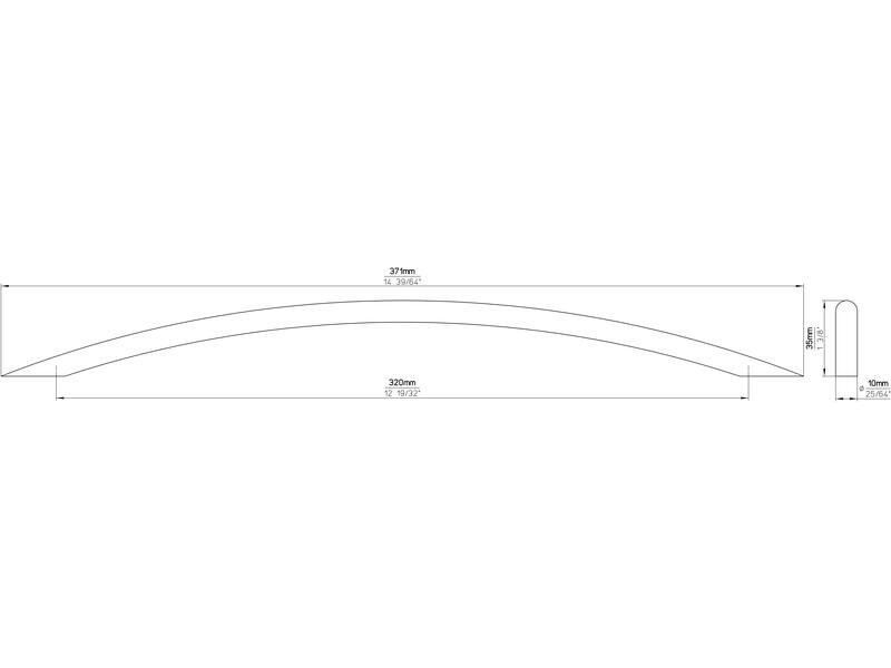 Meubelgreep RVS boog 320mm 371x10x35mm