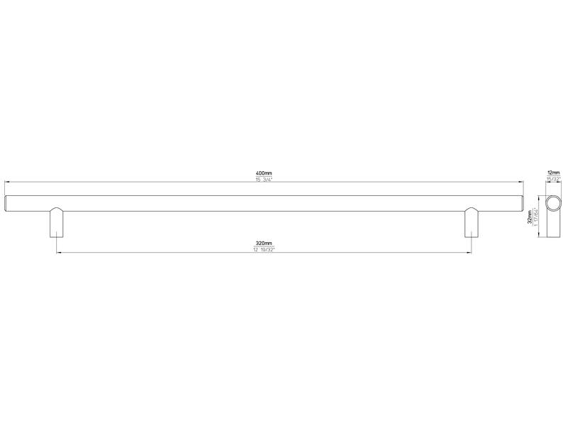 Meubelgreep RVS T-model 320mm 400x12x32mm