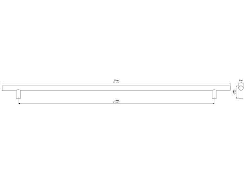 Meubelgreep RVS T-model 480mm 560x12x32mm
