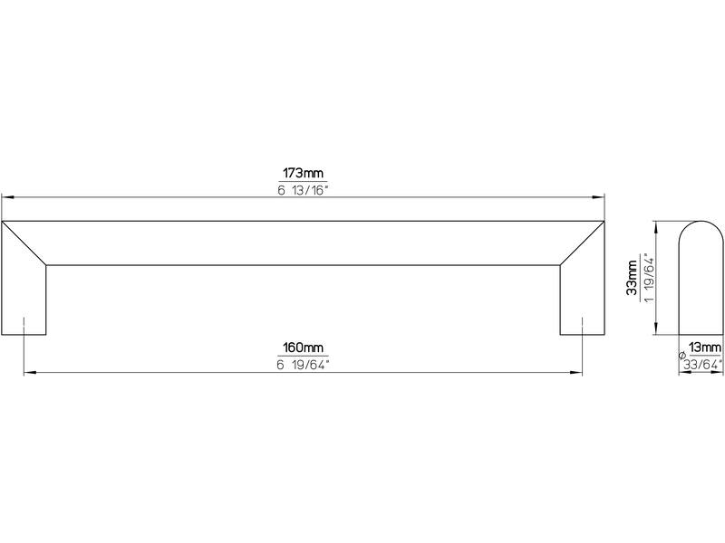 Meubelgreep RVS 160mm 173x13x33mm