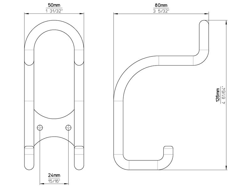 Kapstokhaak mat nikkel zamac 126mm dubbel 126x50x80mm