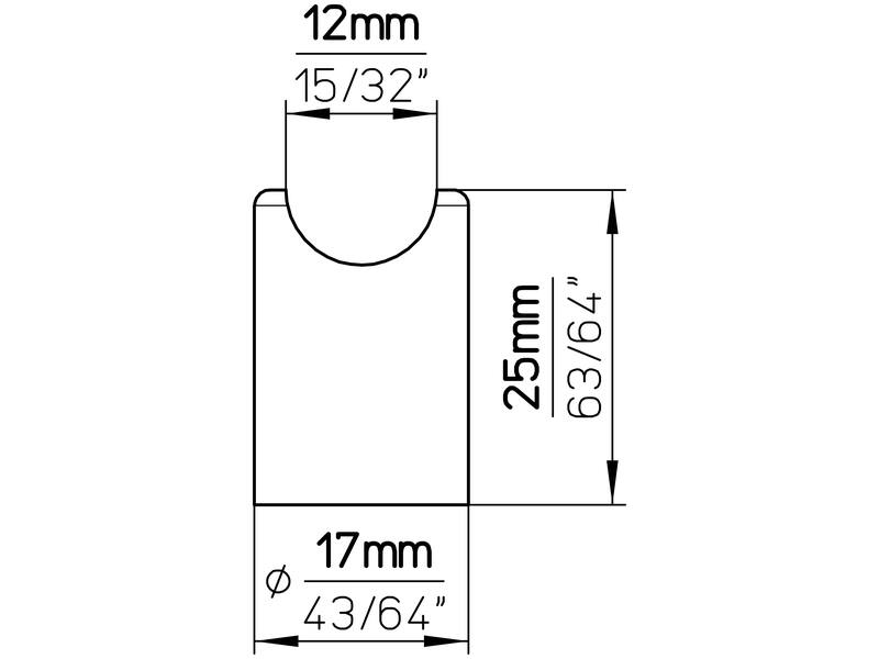 Voet RVS voor greep T-model 17x17x25mm
