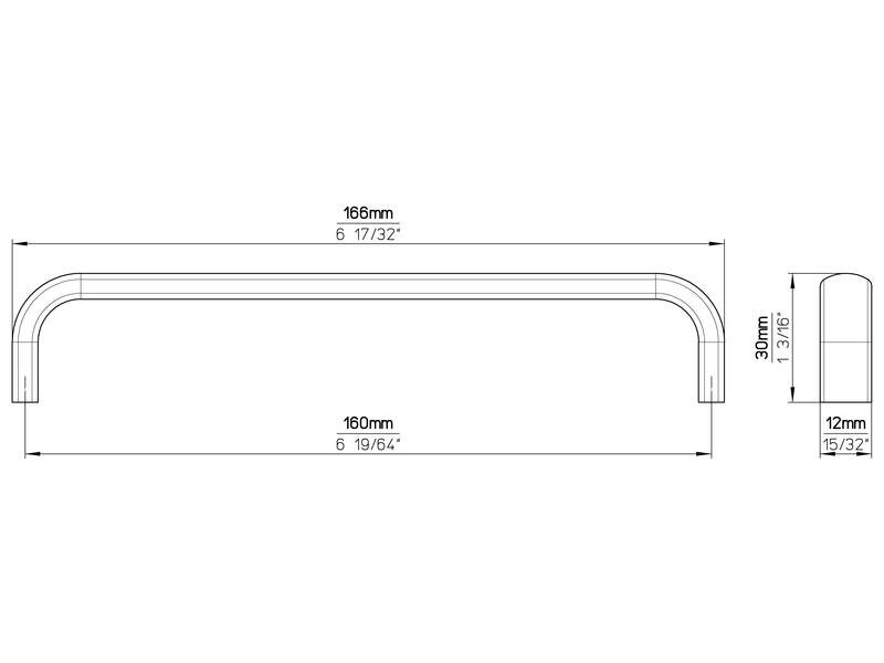 Meubelgreep RVS 160mm 166x12x30mm