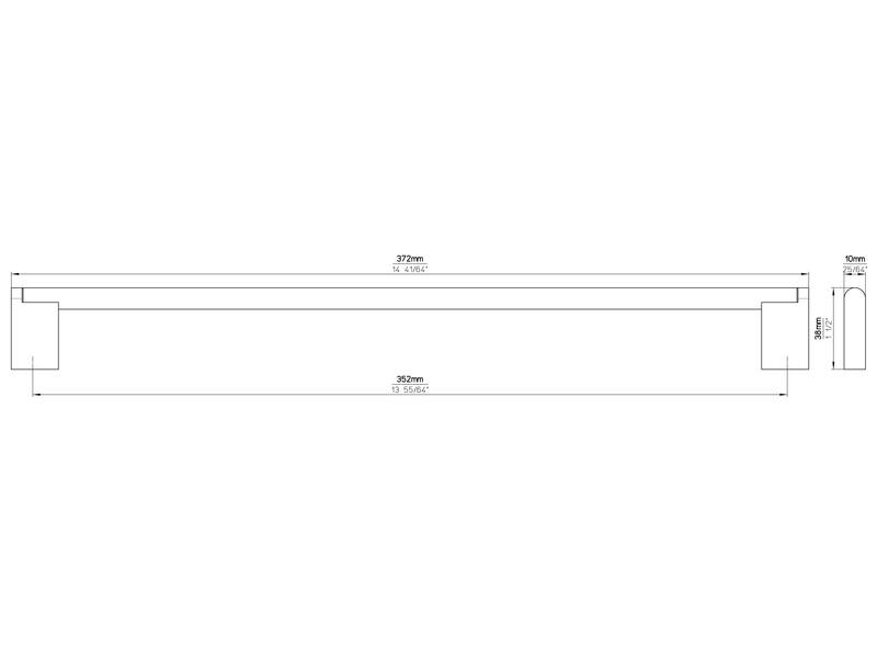Meubelgreep RVS 352mm zamac voeten 372x10x38mm